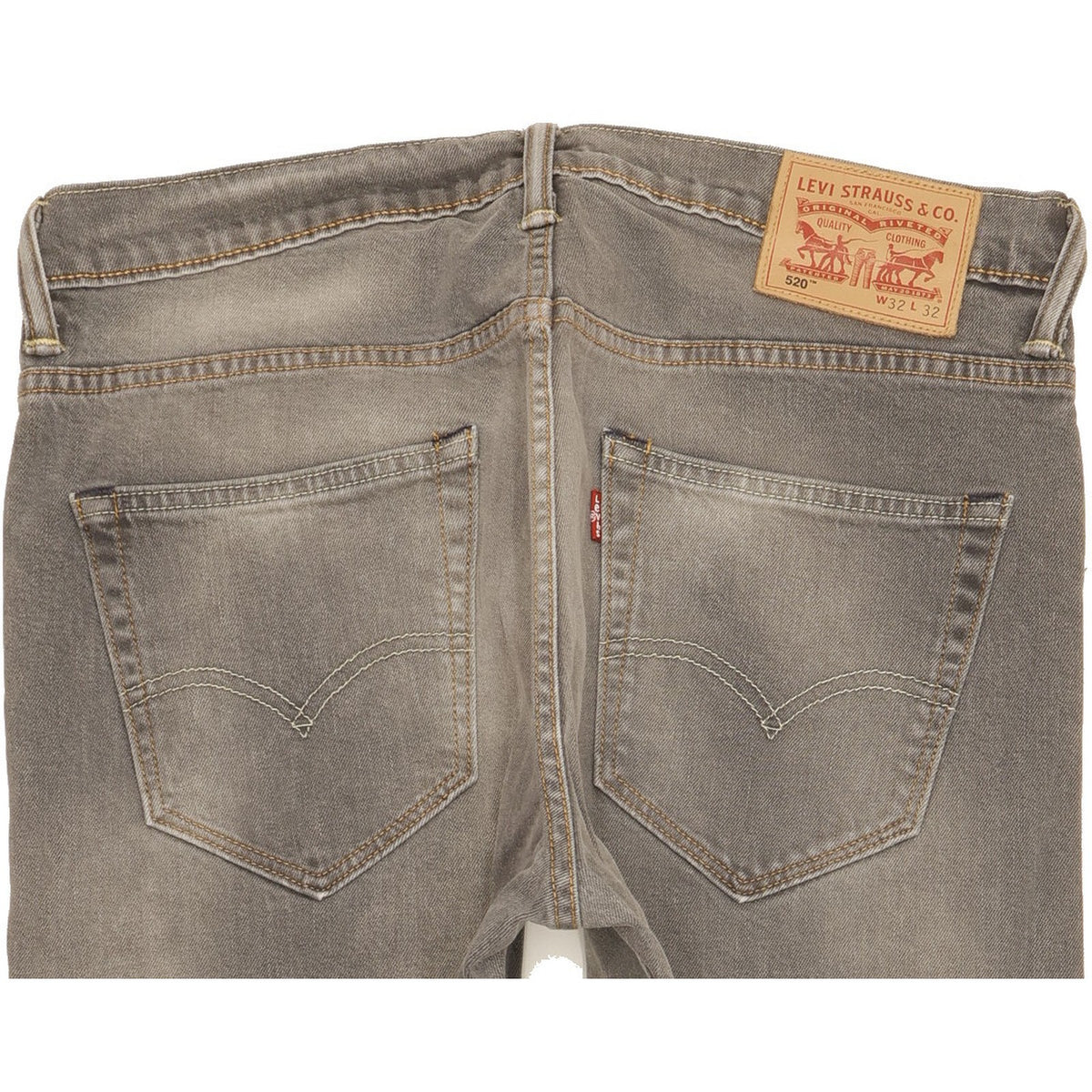 Levi's 520 Men Grey Tapered Regular Stretch Jeans W32 L32