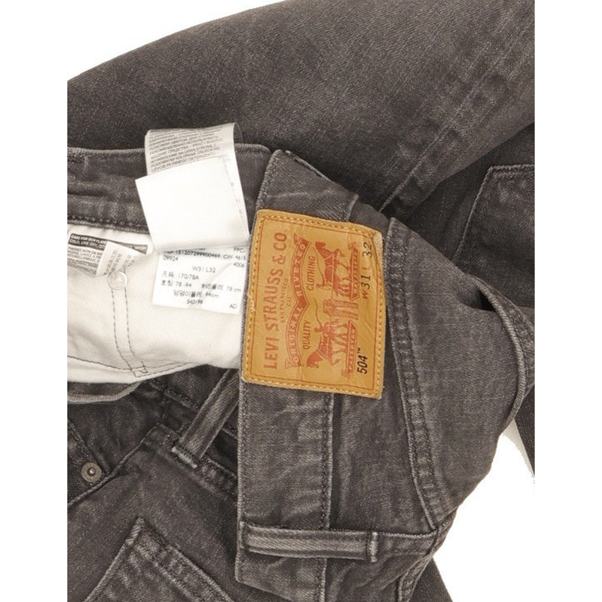 Levi's 504 Men Grey Straight Regular Stretch Jeans W31 L29