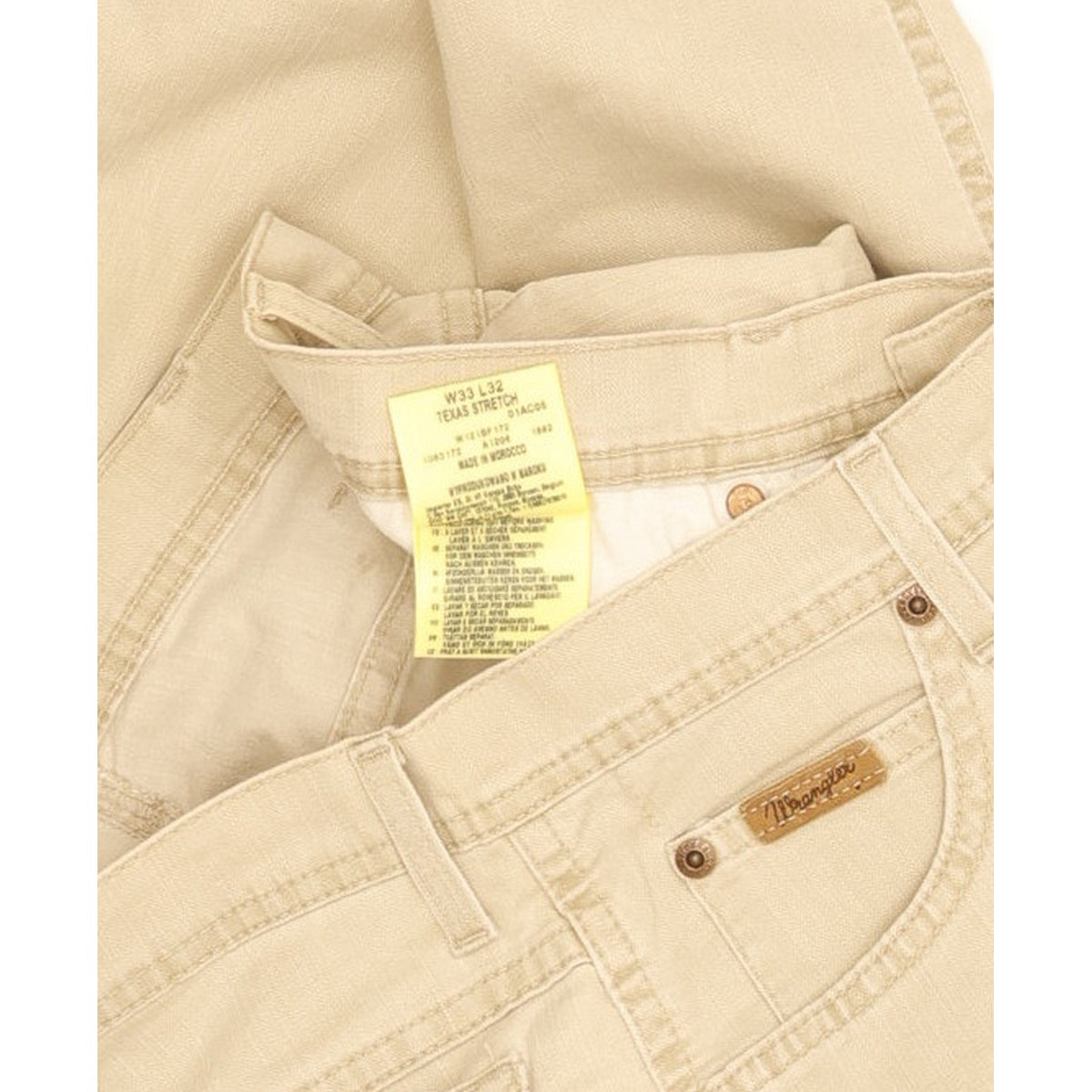 Wrangler Texas Men Beige Straight Regular Stretch Jeans W33 L28