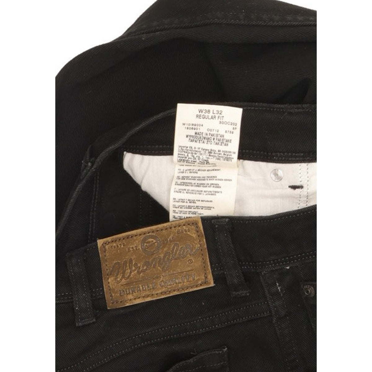 Wrangler Durable Quality Men Black Straight Regular Stretch Jeans W38 L31