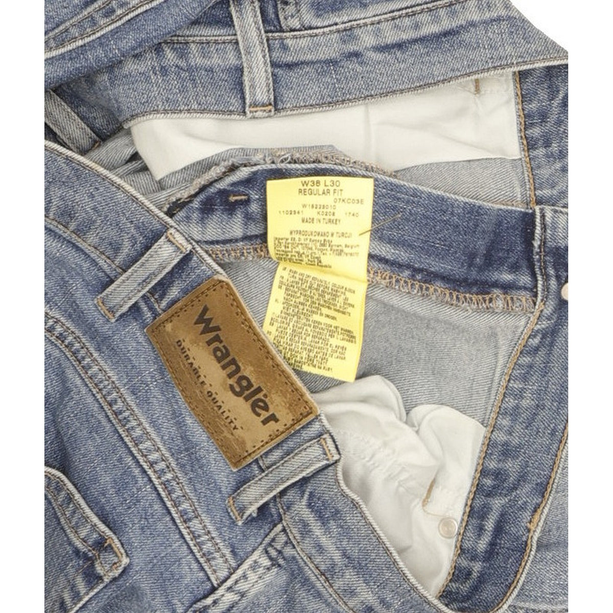 Wrangler Durable Quality Men Blue Straight Regular Stretch Jeans W38 L29