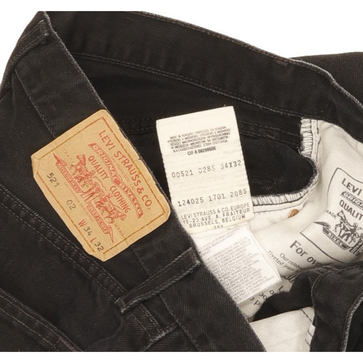 Levi's 521 Men Black Straight Regular Jeans W34 L31