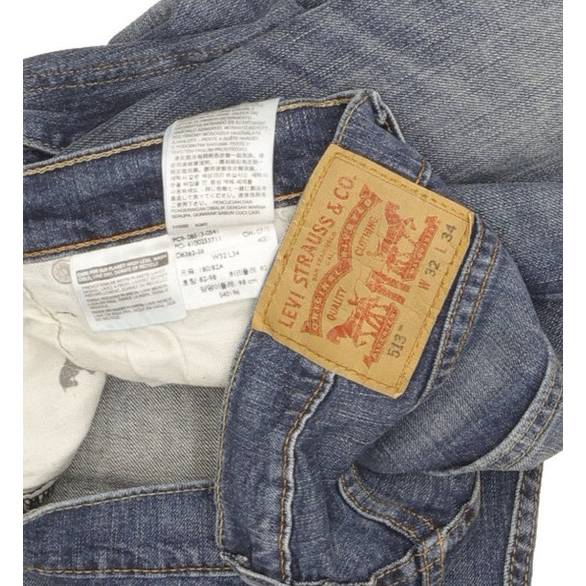 Levi's 513 Men Blue Straight Slim Stretch Jeans W32 L34