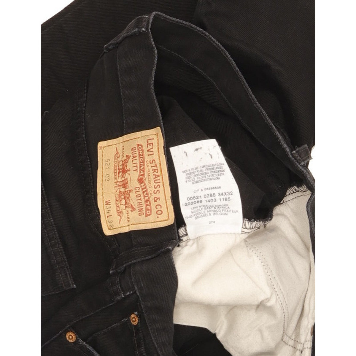 Levi's 521 Men Black Straight Regular Jeans W34 L32