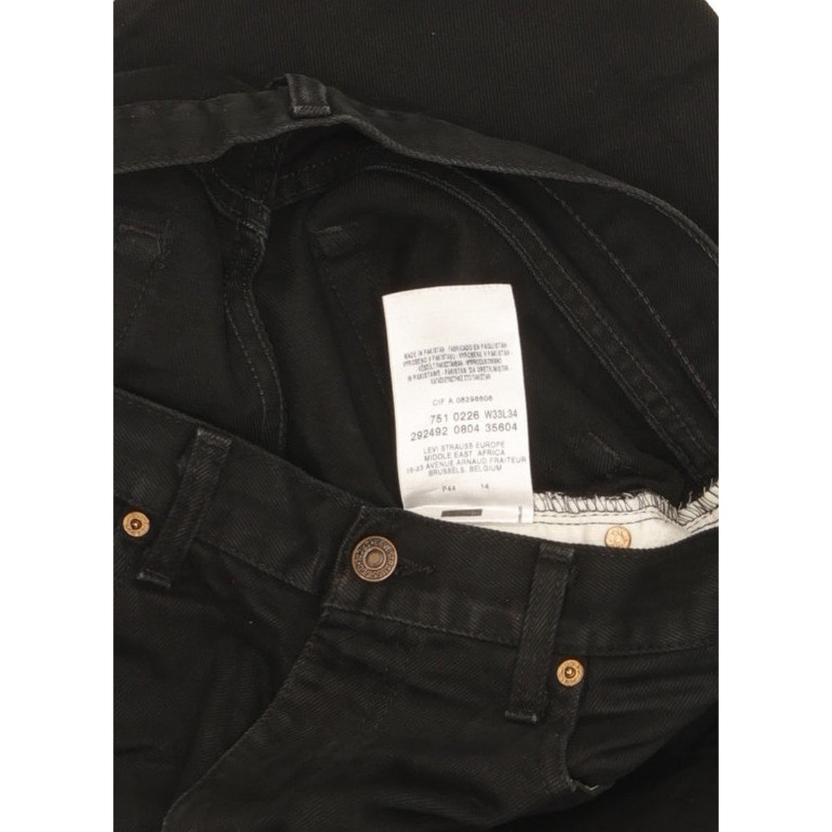 Levi's 751 Men Black Straight Regular Jeans W33 L30