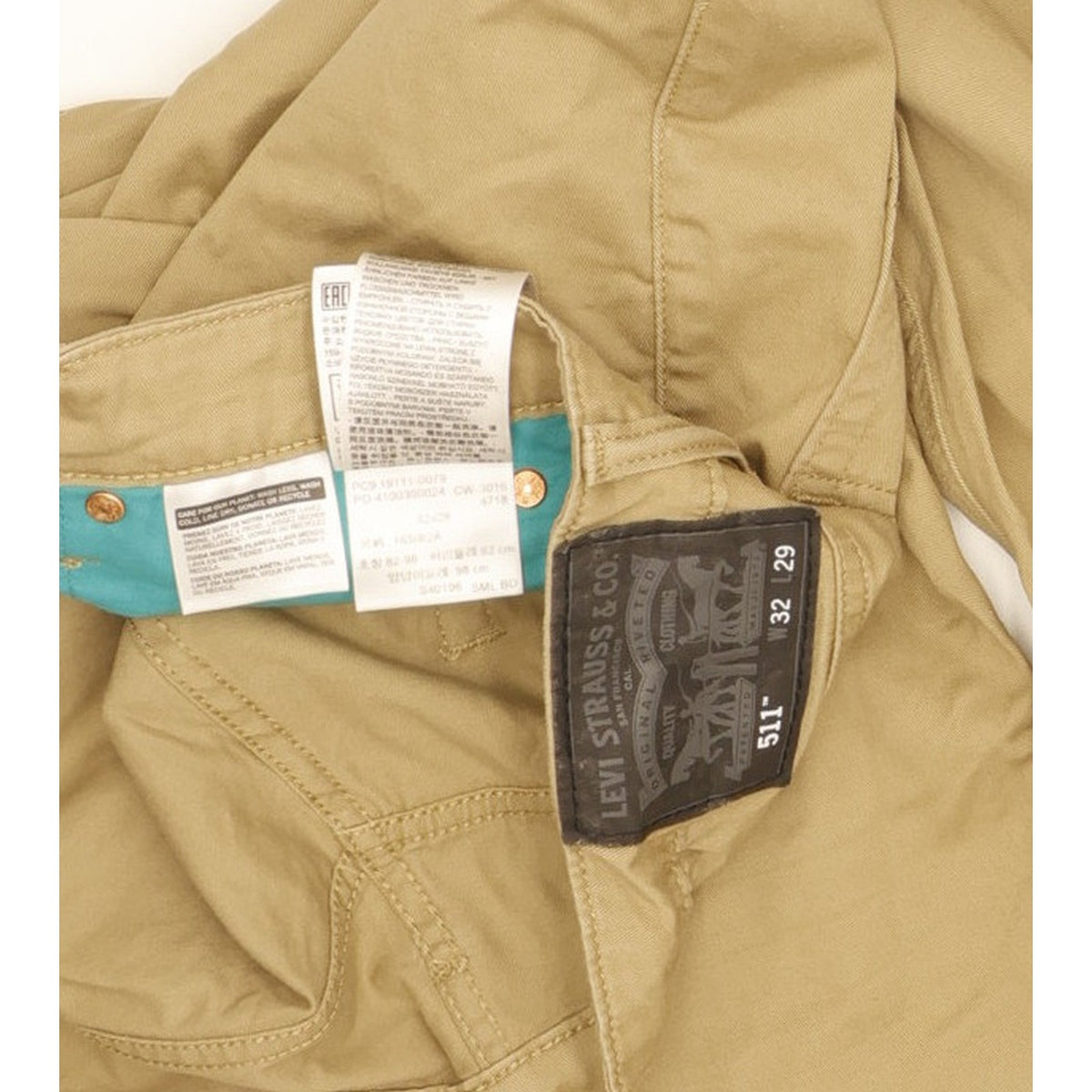 Levi's 511 Men Beige Straight Slim Stretch Jeans W32 L28