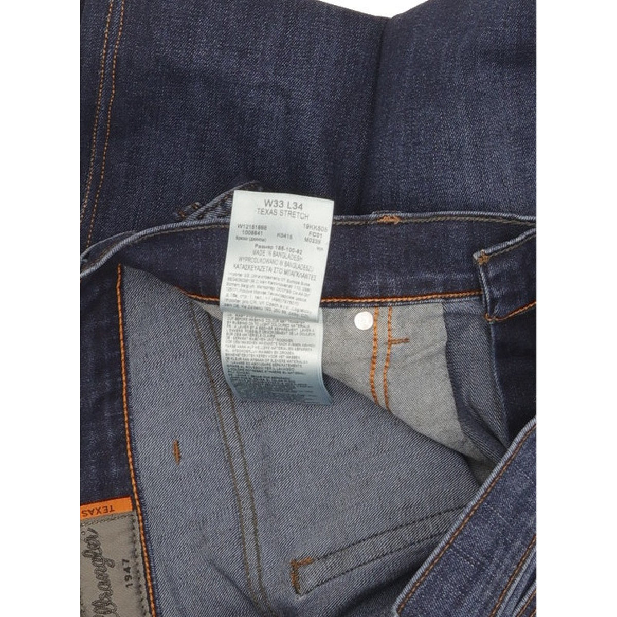 Wrangler Texas Men Blue Straight Regular Stretch Jeans W33 L34