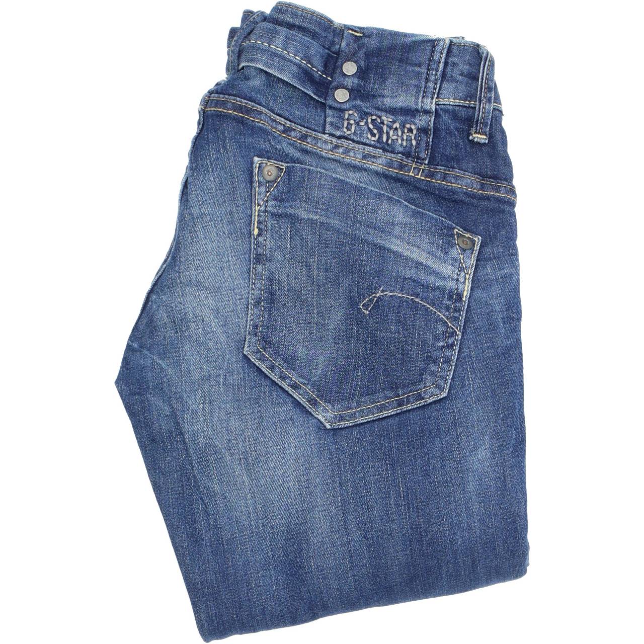 G-Star Women Blue Straight Regular Stretch Jeans W28 L32