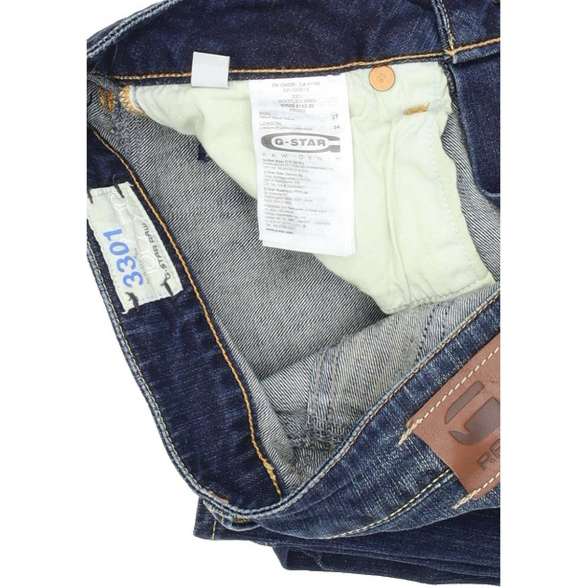 G-Star 3301 Women Blue Bootcut Regular Stretch Jeans W27 L34