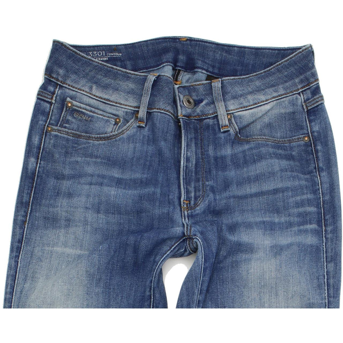 G-Star 3301 Contour Women Blue Straight Regular Stretch Jeans W26 L34