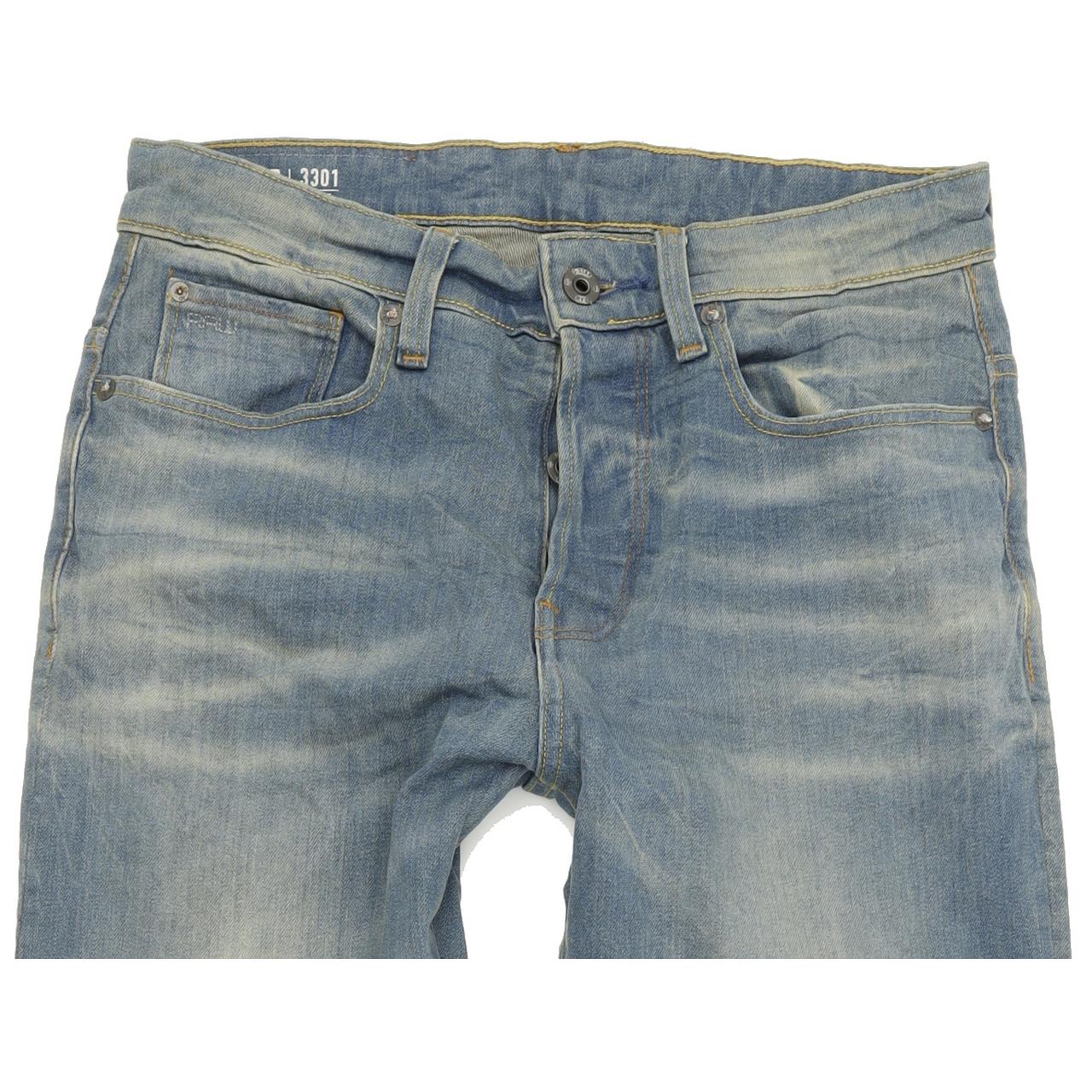 G-Star 3301 Men Blue Straight Loose Stretch Jeans W27 L30