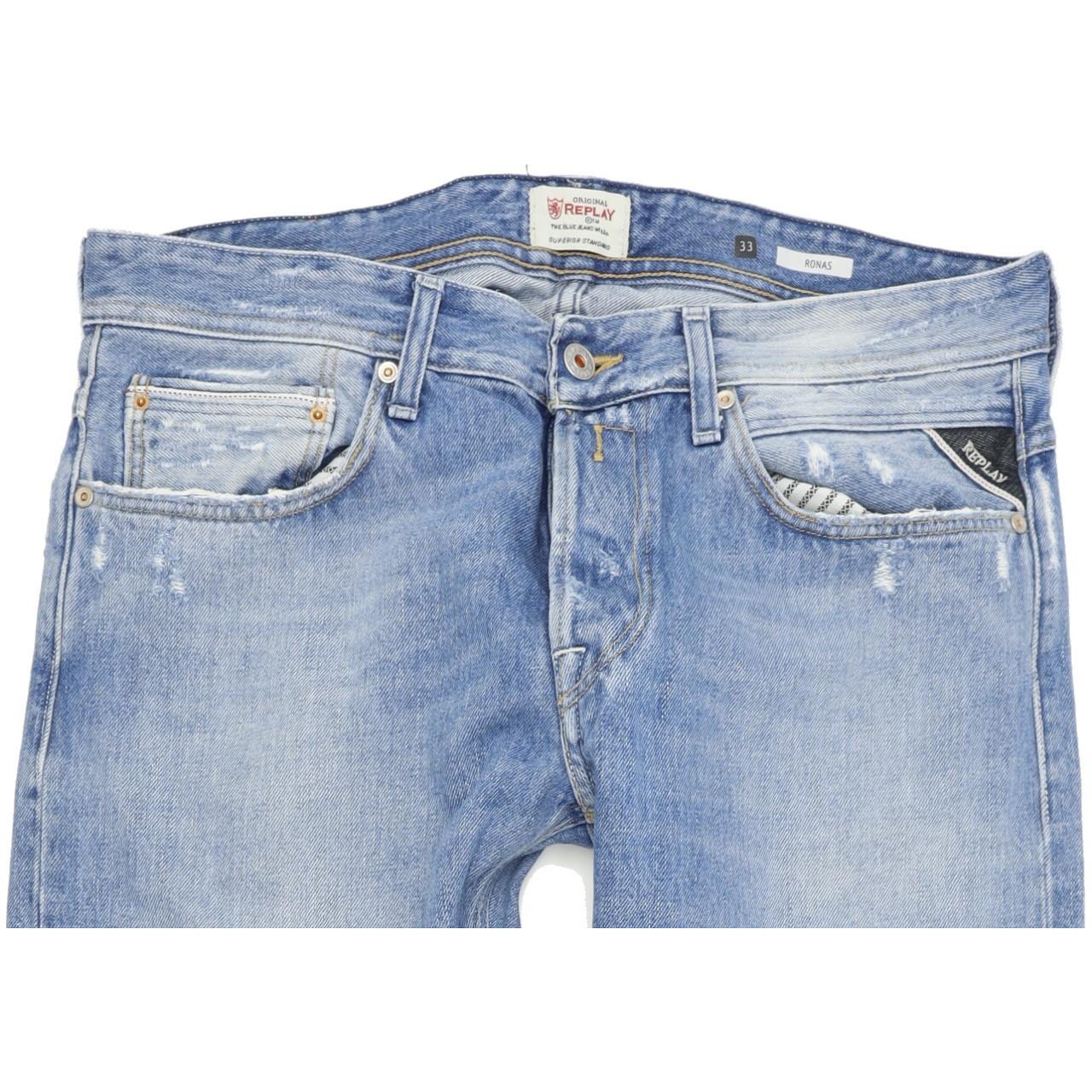 Replay Ronas Men Blue Straight Slim Jeans W33 L32