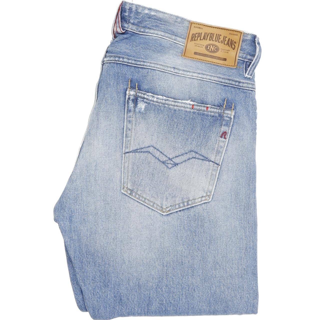 Replay Ronas Men Blue Straight Slim Jeans W33 L32