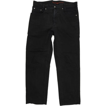 Joker Double Saddle Stitched Men Black Straight Regular Jeans W35 L30
