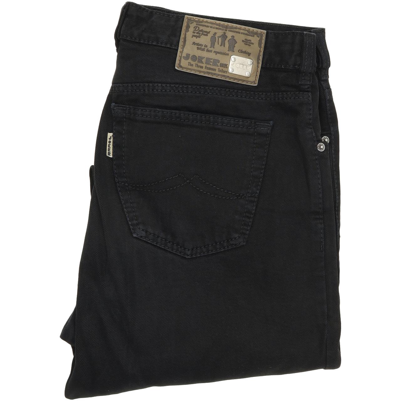 Joker Double Saddle Stitched Men Black Straight Regular Jeans W35 L30