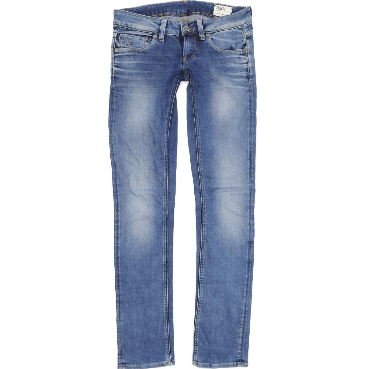 G-Star 3301 Women Blue Straight Regular Stretch Jeans W27 L34