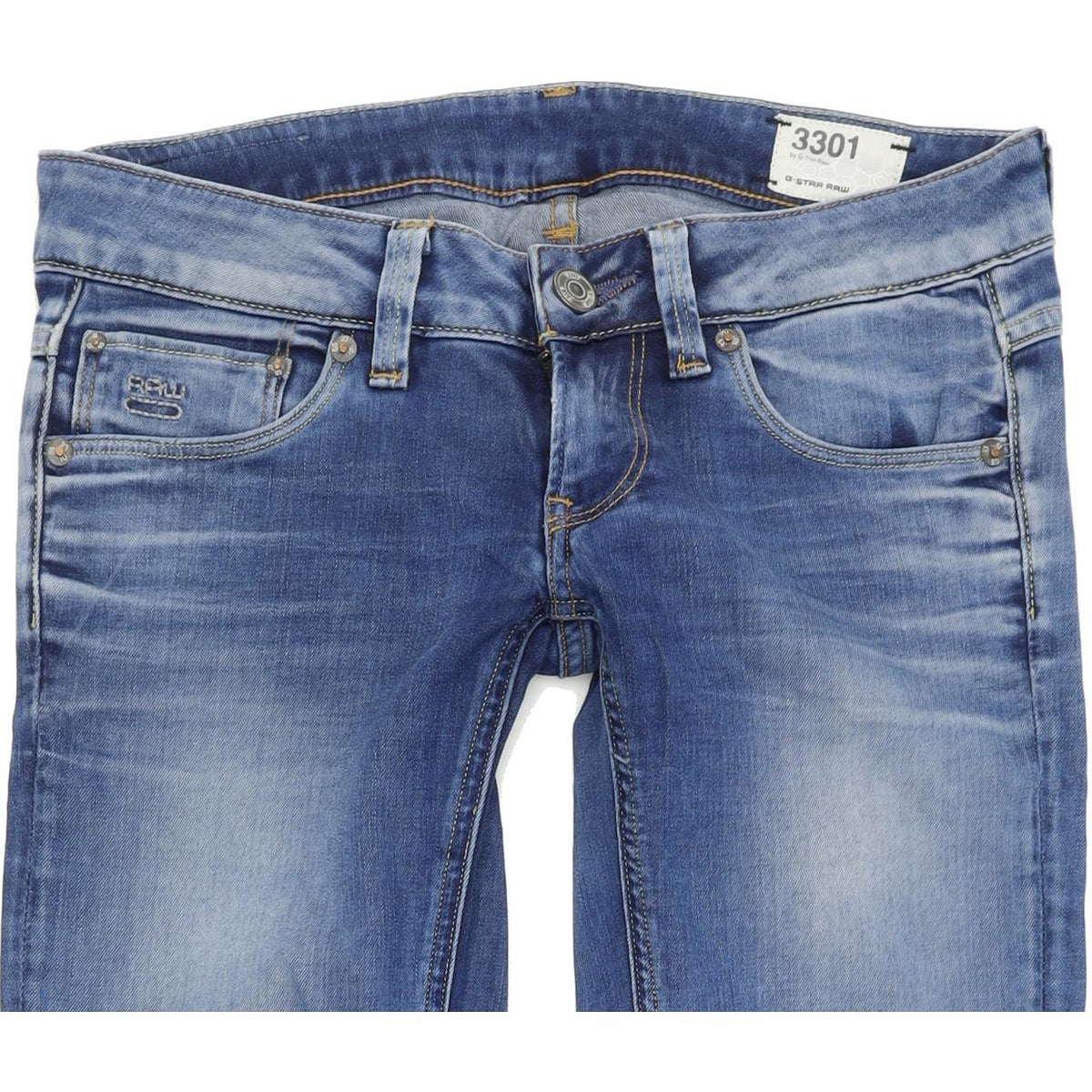 G-Star 3301 Women Blue Straight Regular Stretch Jeans W27 L34