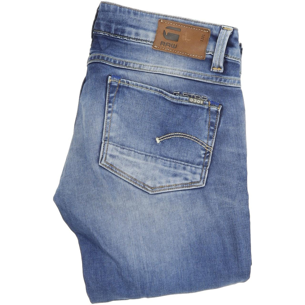 G-Star 3301 Women Blue Straight Regular Stretch Jeans W27 L34