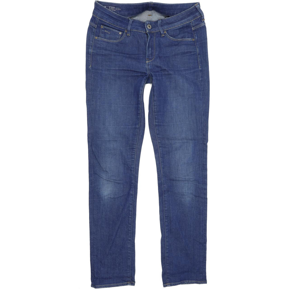 G-Star 3301 Contour Women Blue Straight Regular Stretch Jeans W28 L32