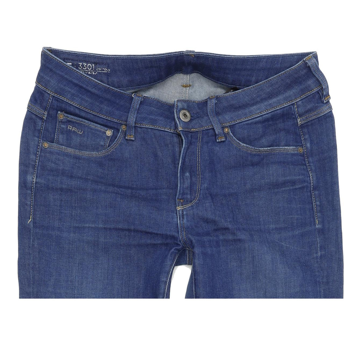 G-Star 3301 Contour Women Blue Straight Regular Stretch Jeans W28 L32