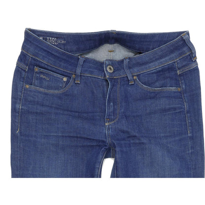 G-Star 3301 Contour Women Blue Straight Regular Stretch Jeans W28 L32
