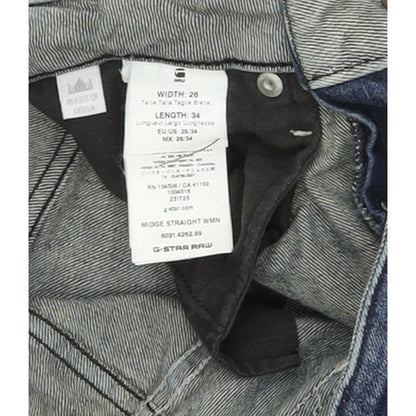 G-Star Midge Women Blue Straight Regular Stretch Jeans W26 L34
