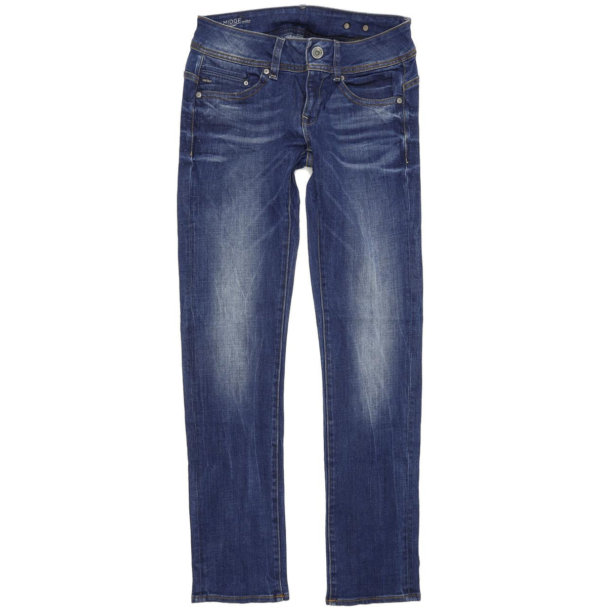 G-Star Midge Saddle Women Blue Straight Regular Stretch Jeans W28 L32