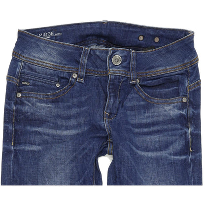 G-Star Midge Saddle Women Blue Straight Regular Stretch Jeans W28 L32