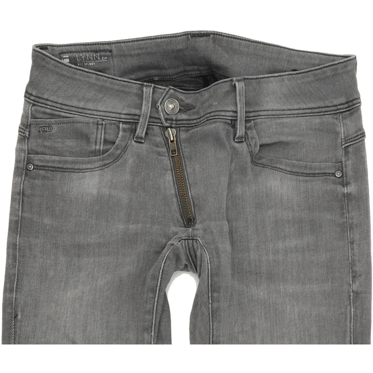 G-Star Lynn Zip Mid Women Grey Skinny Slim Stretch Jeans W27 L30