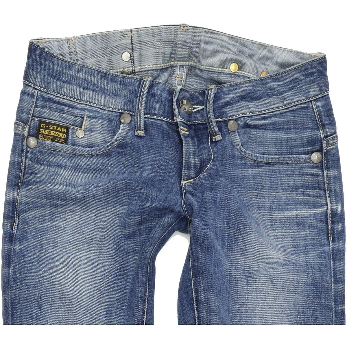 G-Star Women Blue Straight Regular Stretch Jeans W26 L32