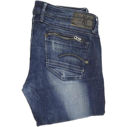 G-Star Women Blue Straight Regular Stretch Jeans W28 L30