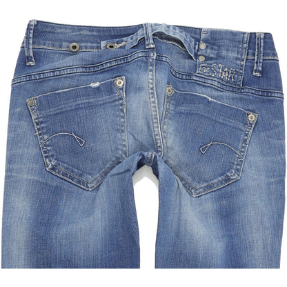 G-Star Women Blue Straight Regular Stretch Jeans W27 L32