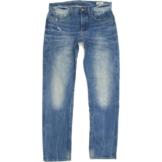 G-Star 3301 Men Blue Straight Regular Jeans W32 L32