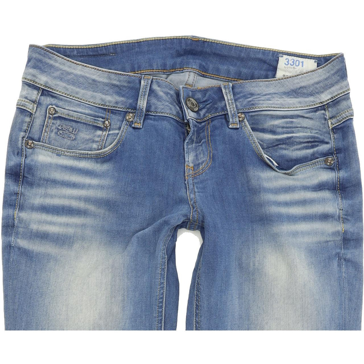 G-Star 3301 Women Blue Straight Regular Stretch Jeans W27 L30
