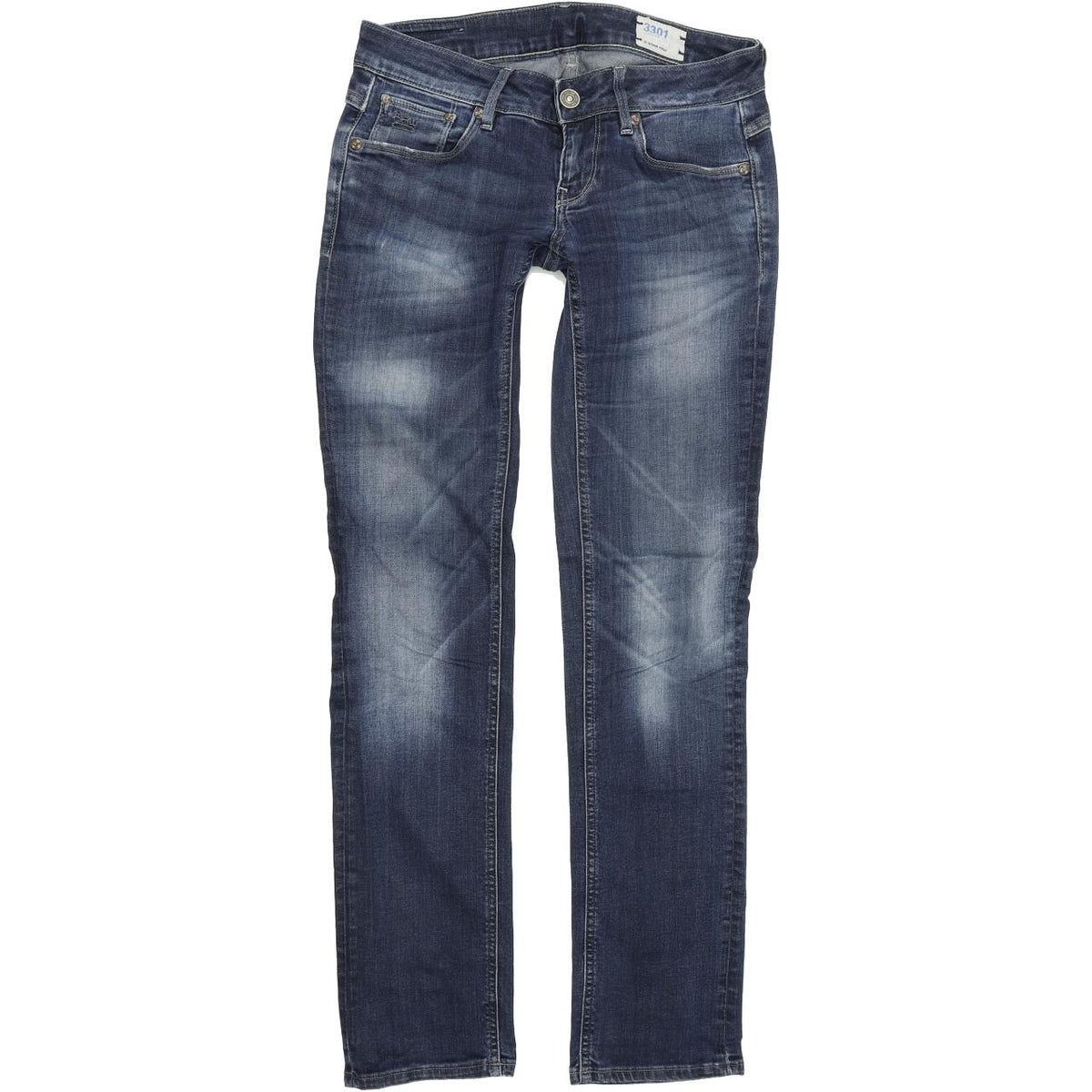G-Star 3301 Women Blue Straight Regular Stretch Jeans W28 L32