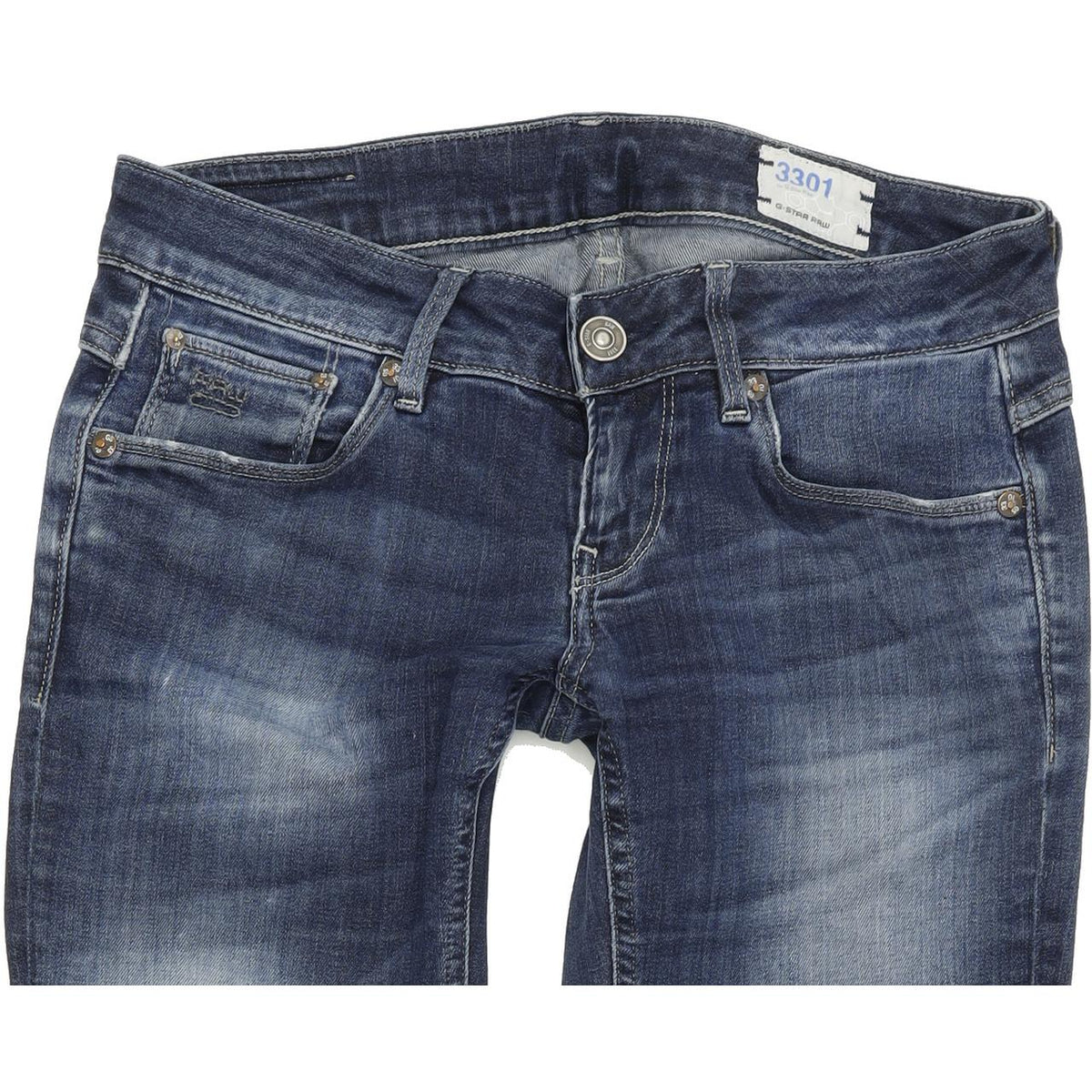 G-Star 3301 Women Blue Straight Regular Stretch Jeans W28 L32