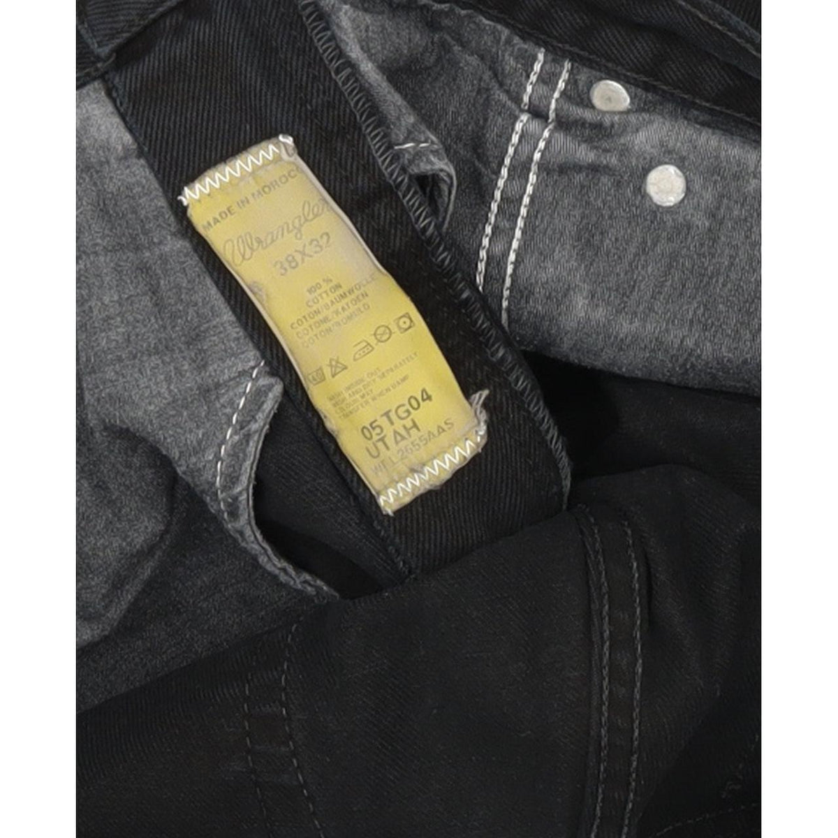 Wrangler Utha Men Black Straight Regular Jeans W37 L29