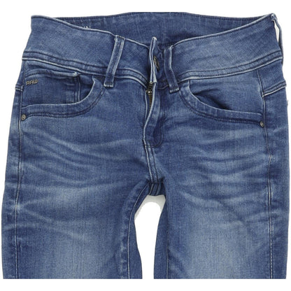 G-Star Lynn Mid Women Blue Skinny Slim Stretch Jeans W24 L30
