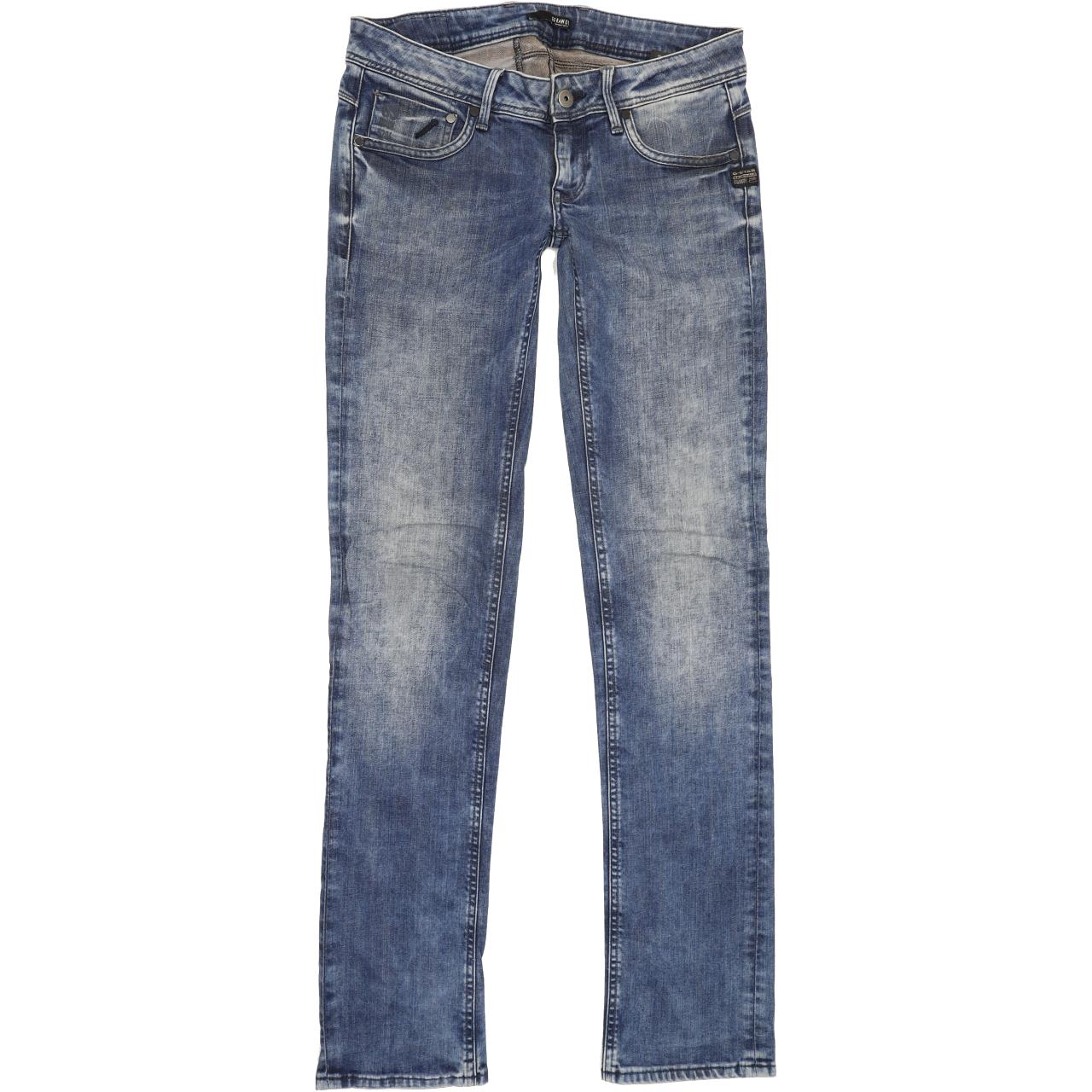 G-Star Attacc Women Blue Straight Slim Stretch Jeans W28 L33