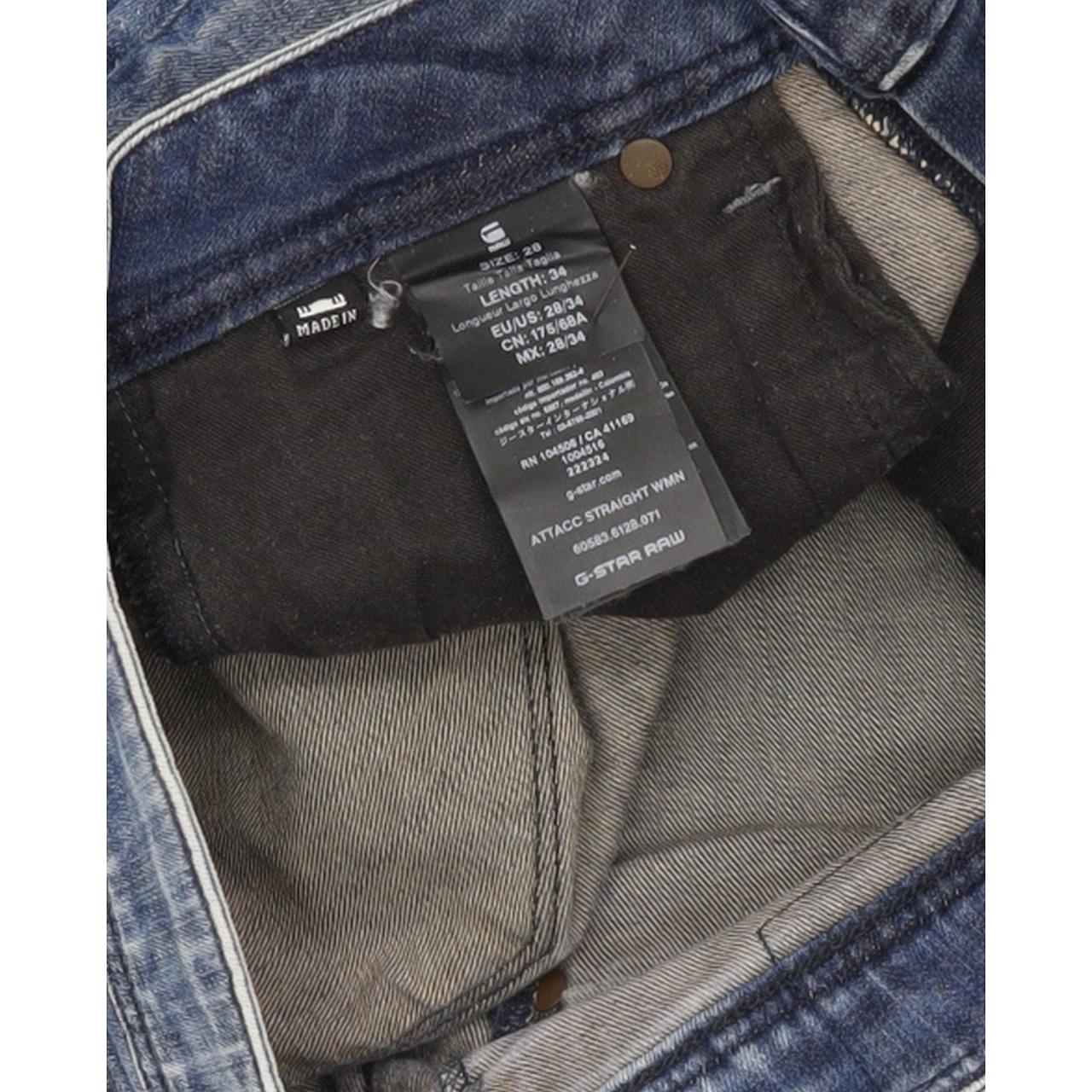G-Star Attacc Women Blue Straight Slim Stretch Jeans W28 L33
