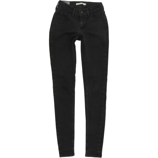 Levi's 710 Super Women Black Skinny Slim Stretch Jeans W23 L30