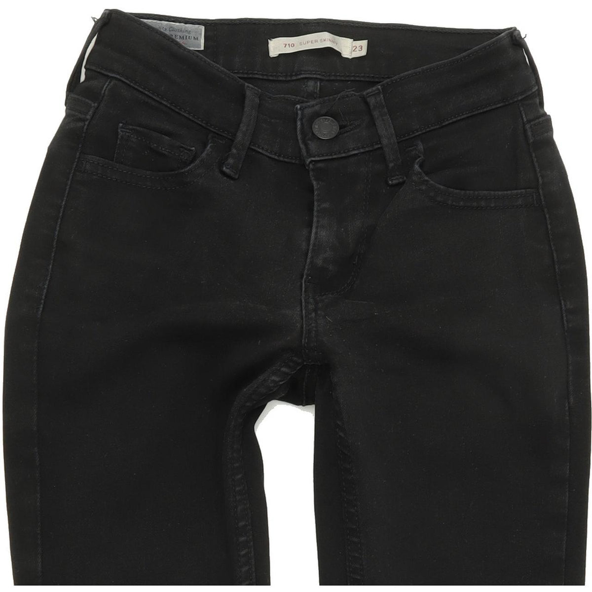 Levi's 710 Super Women Black Skinny Slim Stretch Jeans W23 L30