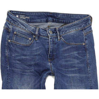 G-Star 3301 Contour  Women Blue Straight Regular Stretch Jeans W28 L28