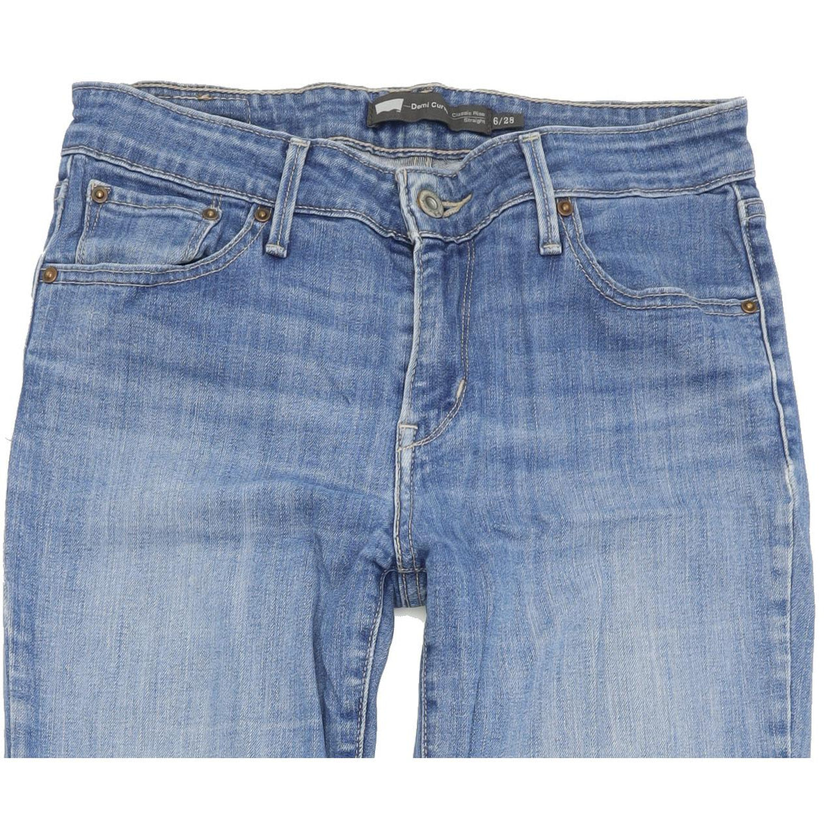 Levi's Demi Curve Women Blue Straight Regular Stretch Jeans W28 L34