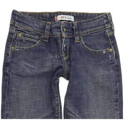 Levi's 571 Women Blue Straight Slim Stretch Jeans W26 L29