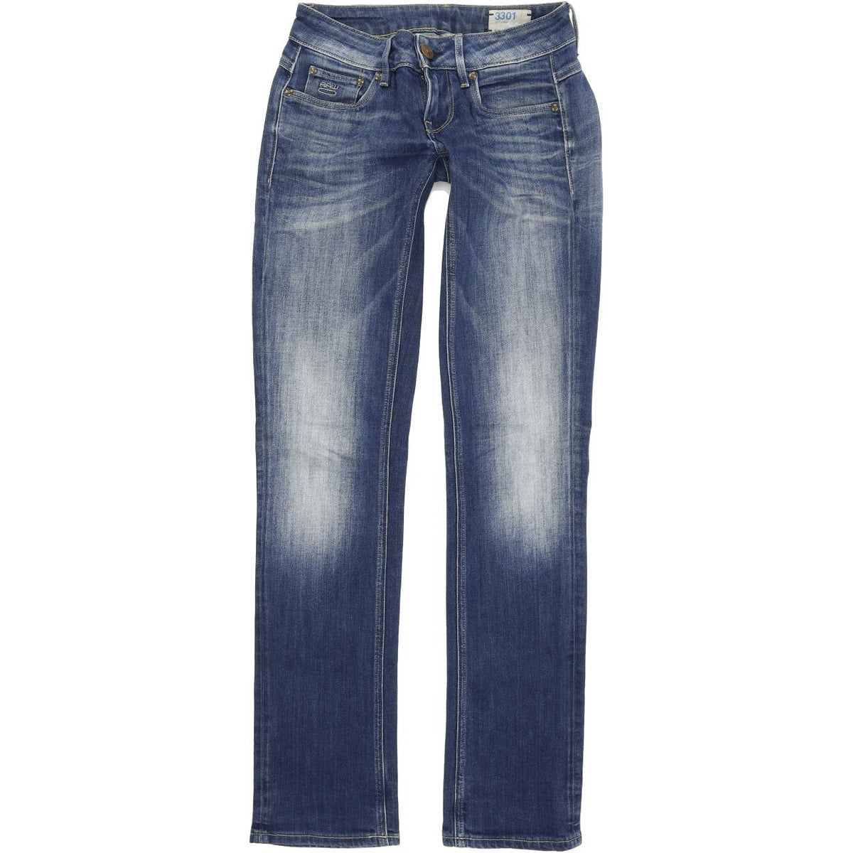 G-Star 3301 Women Blue Straight Regular Stretch Jeans W25 L32