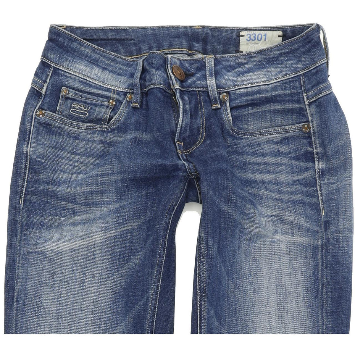 G-Star 3301 Women Blue Straight Regular Stretch Jeans W25 L32