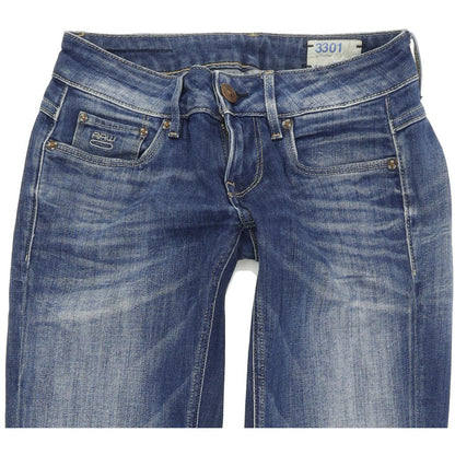 G-Star 3301 Women Blue Straight Regular Stretch Jeans W25 L32