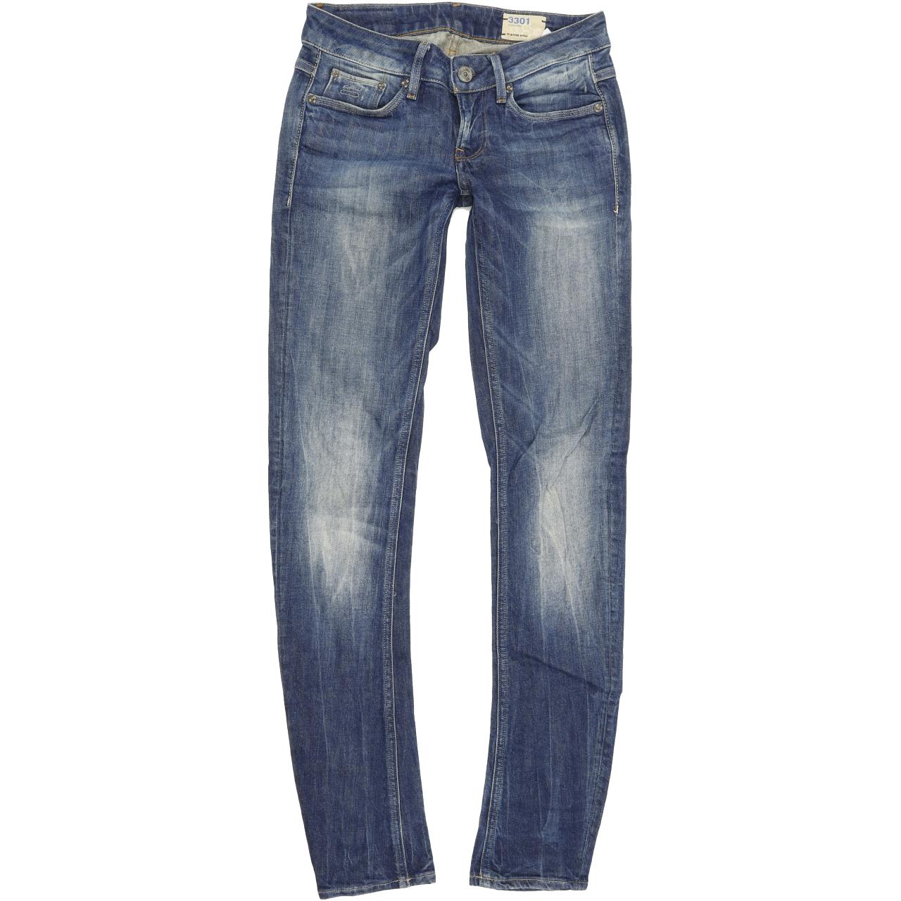 G-Star 3301 Women Blue Straight Slim Stretch Jeans W25 L32
