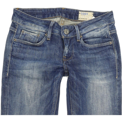 G-Star 3301 Women Blue Straight Slim Stretch Jeans W25 L32